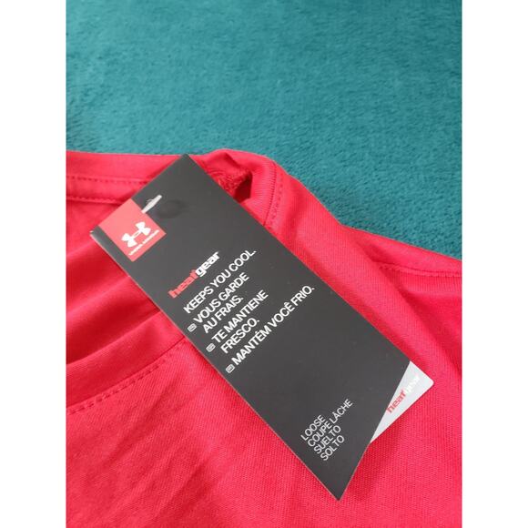 Under Armour Shirt Size Large Mens Red Heatgear Loose Running NWT - Picture 3 of 10